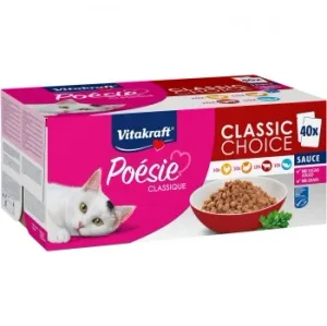 Comida Húmeda en Salsa Mega Pack para Gatos Vitakraft Poesie Classique 40x85 G.