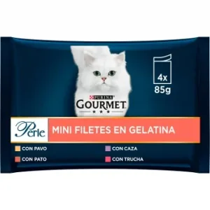 Comida Húmeda Finas Láminas de Gelatina para Gato Adulto Purina Gourmet Perle 4x85 G.