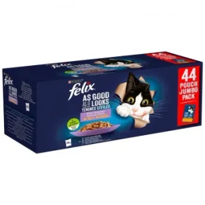 Comida Húmeda en Gelatina Selección de Sabores para Gatos Adultos Purina Félix Fantastic 44x85 G