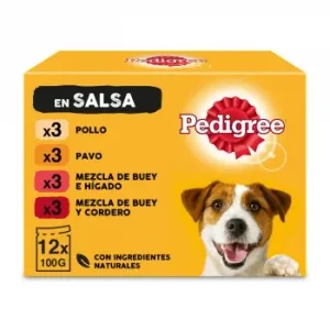 Comida Húmeda Sabores Mixtos en Salsa para Perro Pedigree Pack de 12 Unidades de 100 G.