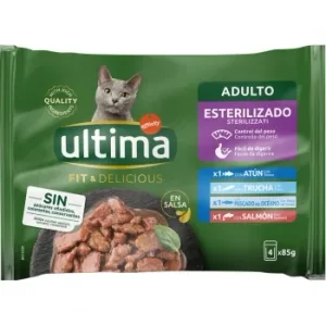 Comida Húmeda Selección de Pescados para Gatos Esterilizados Adultos Ultima Fit & Delicious 4x85 G