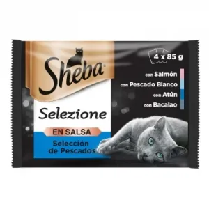 Comida Húmeda Selección Pescados en Salsa para Gatos Sheba Selezione Pack de 4 Unidades de 85 G.