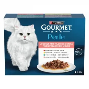 Comida Húmeda Surtido Delicias en Salsa para Gato Adulto Purina Gourmet Perle 8x85 G.