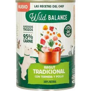 Comida Natural Perro Lata Ragut de Ternera y Pollo 400 Gr