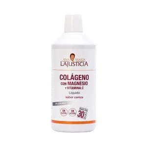 ANA Maria Lajusticia® Complemento Alimenticio a Base de Colágeno Líquido, Magnesio y Vitamina C, con Sabor a Cereza 1 L. 1000 ML