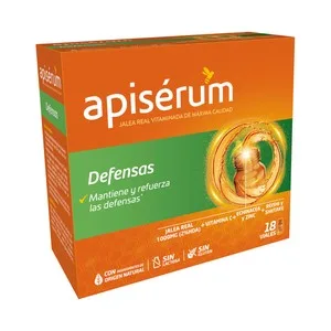 Apisérum Complemento Alimenticio a Base de Jalea Real Vitaminada en Cómodos Viales Apisérum Defensas 18 Uds.
