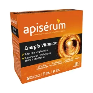 Apisérum Complemento Alimenticio con Jalea Real Vitaminada en Cómodos Viales Apisérum Energía Vitamax 18 Uds.