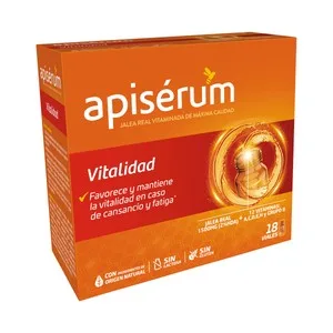 Apisérum Complemento Alimenticio con Jalea Real Vitaminada en Cómodos Viales Apisérum Vitalidad 18 Uds.