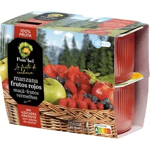 Compota de Manzana y Frutos Rojos sin Gluten Pack 4  Pom'bel 100 G