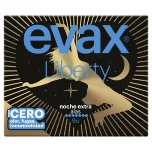 Compresas Extra con Alas para la Noche Liberty Evax 9 Ud.