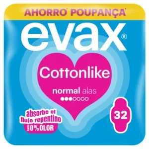 Compresas Normal con Alas Cottonlike Evax 32 Ud.
