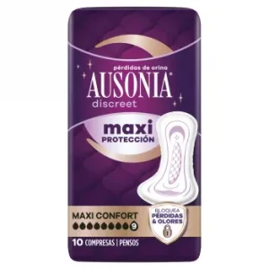 Compresas para Incontinencia de Orina Maxi Protección Discreet Ausonia 10 Ud.