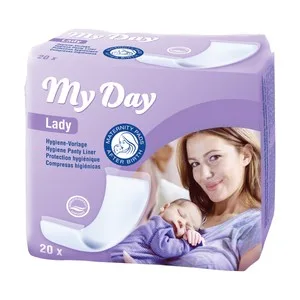 MY DAY Compresas Post-parto, con Núcleo Absorbente de Celulosa y Completamente Recubertas de Tela No Tejida MY DAY Lady 20 Uds.