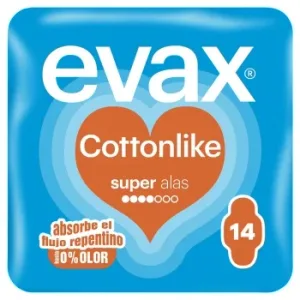 Compresas Super con Alas Cottonlike Evax 14 Ud.