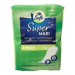 Compresas Super sin Alas Maxi Soft Carrefour 16 Ud.