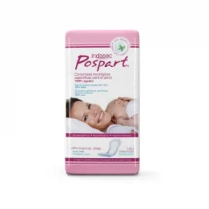 Compresas Tocológicas Especificas para el Parto 100% Algodón Primeros Días Indasec Postpart 12 Ud.