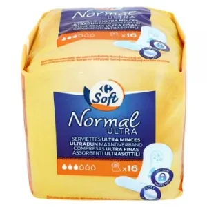 Compresas Ultra sin Alas Normal Soft Carrefour 16 Ud.