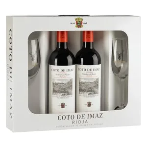 Coto de Imaz  Estuche con 2 Botellas de Vino Tinto Reserva con Denominación Origen Calificada Rioja + 2 Copas. 2 UD