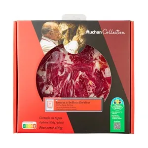 Alcampo Cultivamos LO Bueno  Estuche con Sobres de Jamón de Bellota Ibérico (50% Raza Ibérica), Cortado en Tapas  4 X 100 G. 400 G