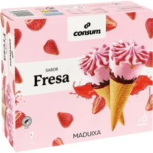 Cono de Fresa Pack de 6 Unidades 432 Gr