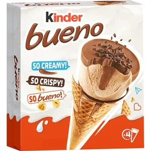 Cono de Helado de Crema de Avellanas con Virutas de Chocolate 4 Unidades Kinder Bueno 360 ML