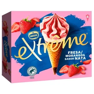 Extrème Cono de Helado de Fresa y Nata Son Sirope de Fresa 6 X 120 Ml. 720 ML