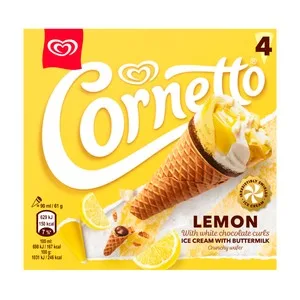 Cornetto Cono de Helado de Limón con Chocolate Blanco 4 X 90 Ml.  360 ML