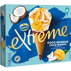Cono de Helado de Mango y Coco con Salsa de Fruta de la Pasión 6 Unidades Extreme