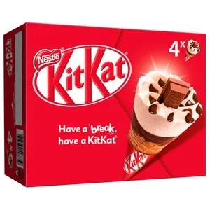 KIT KAT Cono de Helado de Vainilla, Chocolate y un Barrita de Kit Kat en el Centro 4 X 100 Ml. 400 ML