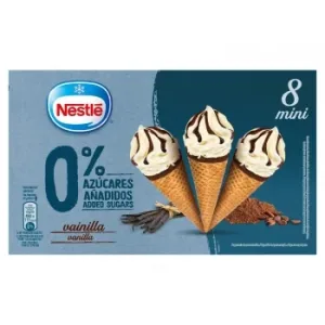 Conos con Helado de Vainilla sin Azúcar Añadido Mini Nestlé 8 Ud.