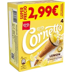 Conos de Helado de Limón 4 Unidades Cornetto