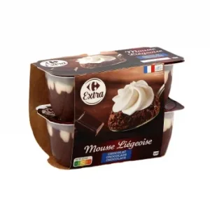 Copa Mousse de Chocolate con Nata Pasteurizada Carrefour Extra Pack de 4 Unidades de 80 G.