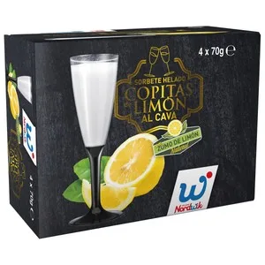 Nordwik Copitas de Sorbete Helado de Limón al Cava, con Zumo de Limón Natural 4 X 70 G. 280 G