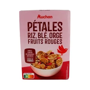 Producto Alcampo Copos de Arroz, Trigo Integral y Cebada, con Frutos Rojos 500 G.