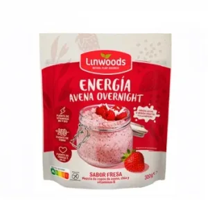 Copos de Avena con Chía y Vitaminas B Sabor Fresa Linwoods sin Gluten y sin Azúcar Añadido Doy Pack 300 G.