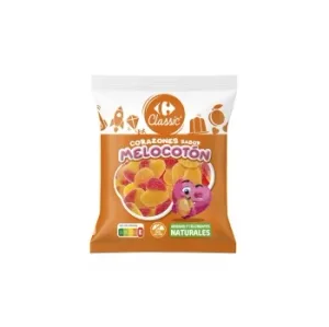 Corazones de Goma Sabor a Melocotón Carrefour Classic sin Gluten 200 G.