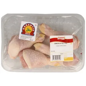 Coren Jamoncitos de Pollo, con Hueso y Piel y Certificación Halal Bandeja 450 G