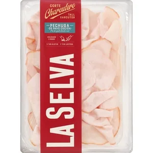 Corte Charcutero Pechuga de Pavo Cocida en Lonchas sin Gluten sin Lactosa  la Selva 90 G
