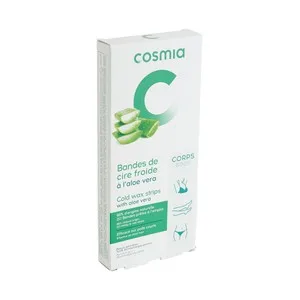 Cosmia Bandas Depilatorias Corporales con Aloe Vera, Especiales Pieles Sensibles 20 Uds.