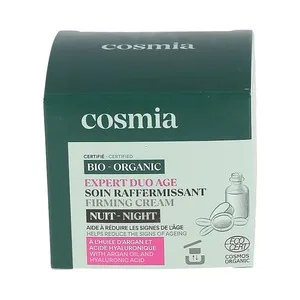 Cosmia Bio Expert Duo Age Crema Facial de Noche con Acción Reafirmante, con Aceite de Argán y Ácido Hialurónico 50 Ml.