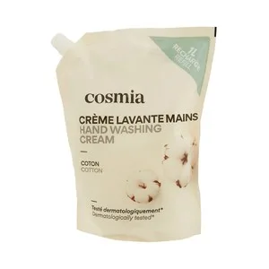 Cosmia Recambio de Jabón Líquido (textura Crema) para Manos, con Aroma a Algodón 1 L. 1000 ML