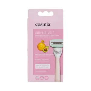 Cosmia Sensitive+ Maquinilla para Depilación Femenina con Cabezal de 3 Hojas.