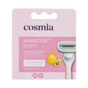Cosmia Sensitive+ Recambios de Cuchillas Depilación Femenina, para Pieles Sensibles 3 Uds