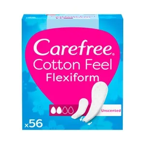 Carefree Cotton Feel Flexiform Protegeslips (salvaslips) Normal, Transpirables, sin Fragancia 56 Uds.