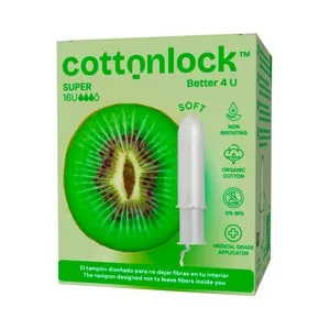 Cottonlock Tampones de Algodón Ecológico, Super, con Aplicador 16 Uds.