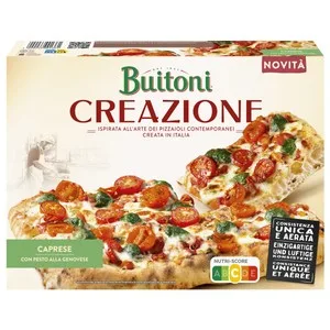 Buitoni Creazione Pizza Congelada con Tomates Cherry, Semisecos, Salsa Pesto y Queso 435 G.