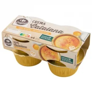 Crema Catalana con Azúcar Caramelizado Carrefour Original sin Gluten Pack de 4 Unidades de 100 G.