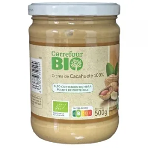 Crema de Cacahuete Ecológico Carrefour Bio sin Gluten 500 G.