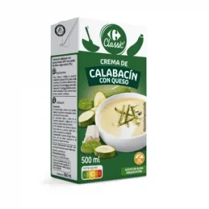 Crema de Calabacín con Queso Classic Carrefour sin Gluten 500 Ml.