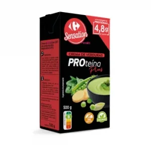 Crema de Verduras Alta en Proteínas Sensation Carrefour sin Gluten Brik 500 Ml.